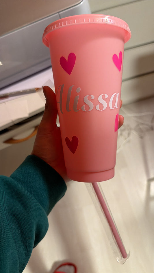 Becher mit Herzen - Personalisierbar- Temperaturwechselfolie