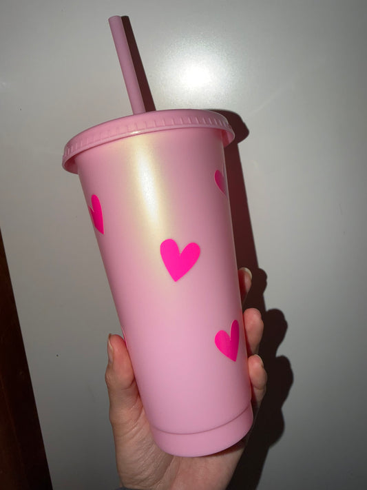 Becher mit Herzen - Temperaturwechselfolie